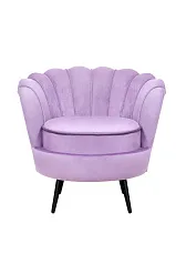 красивое Низкое кресло ракушка Pearl Purple на черных ножках на заказ