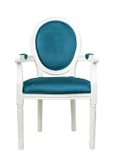 фото Мягкий стул с подлокотниками Volker Arm Blue and White в интерьере