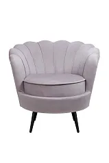 купить стильное Низкое кресло ракушка Pearl Grey на черных ножках