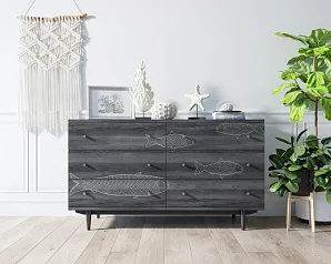 фото Комод "Boho" 6 ящиков с рыбами арт BH01 в интерьере