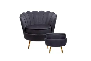 купить Кресло с пуфом ракушка Pearl Black в интернет-магазине