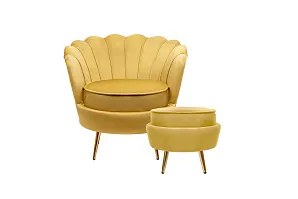 купить стильное Кресло с пуфом ракушка Pearl Yellow
