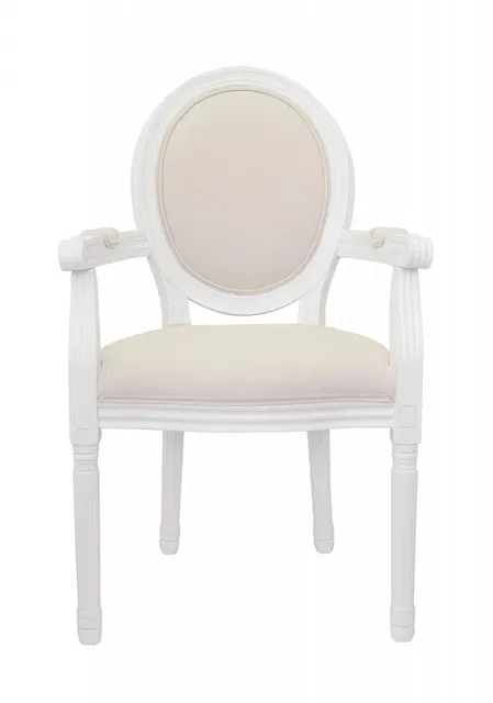 Мягкий стул с подлокотниками Volker Arm Beige and White в Екатеринбурге Мягкий стул с подлокотниками Volker Arm Beige and White