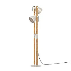 заказать 43954 Торшер с ножным выключателем CAWTON, 2X40W (E27), H1345, сталь, дерево, коричневый
