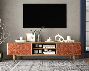 купить стильные Комод "Line" с нишей низкий под TV R27/red