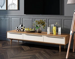 стильные Консоль под TV "Bruni white" с ящиками арт BR-21WH