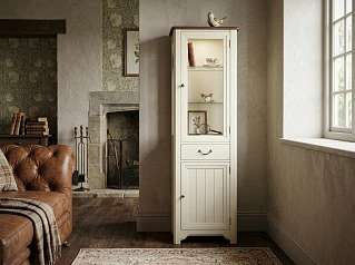 купить Узкий шкаф-витрина "Оливия (Olivia)" в бежевом цвете арт GC2005C