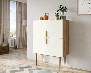 Малый комод с четырьмя дверками на высоких ножках "Line" LN13/GR1/beige в интернет-магазине