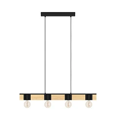 фото 43902 Люстра BAILRIGG, 4X40W (E27), L895, B45, H1100, сталь, дерево, черный, коричневый