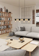 фото 43902 Люстра BAILRIGG, 4X40W (E27), L895, B45, H1100, сталь, дерево, черный, коричневый