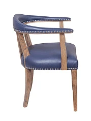 Мягкий стул с подлокотниками Tanner Blue Leather на заказ