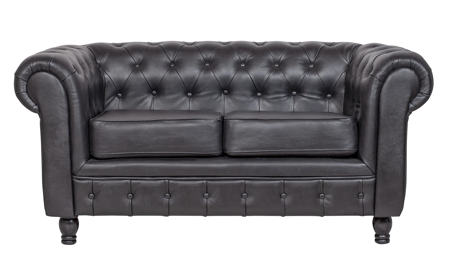 фото Диван из черной кожи Chesterfield Black Leather 2S