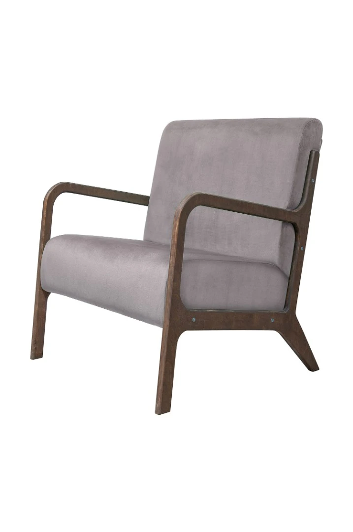 Низкое кресло с деревянными подлокотниками Mody Grey серый на заказ в интернет-магазине
