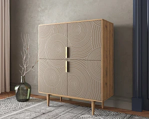 Большой комод с четырьмя дверками "Line" R19/beige в интерьере