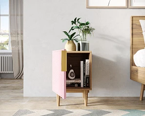 Тумбочка с дверкой "Line" LN08/GR1/pink в интерьере