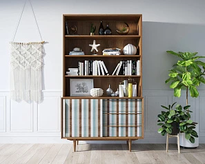 купить стильные Стеллаж "Bruni print 1" с дверками арт BR-01/print_1