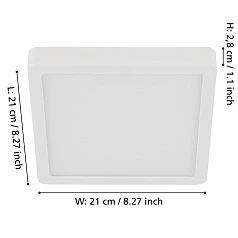 заказать 900591 Накладной светильник диммируемый FUEVA 5, 17W (LED), 3000K, L210, B210, H28, сталь, белый / пластик, белый