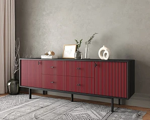 Комод две дверки и четыре ящика "Emerson" арт EM19/red/L в интернет-магазине