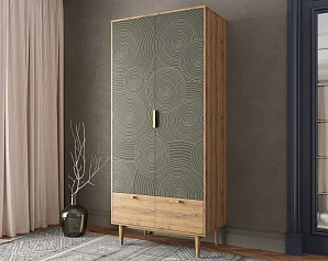 купить красивый Шкаф двухстворчатый  с ящиками "Line" R26/browngrey