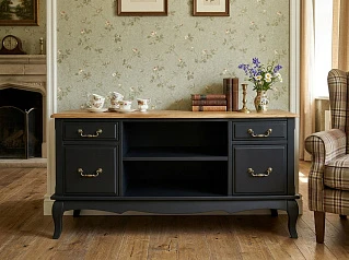 купить Комод под TV "Леонтина (Leontina)" в черном цвете арт ST9328BLK в интернет-магазине