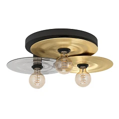 44027 Потолочная люстра LINTMILL, 3х40W (E27), H200, ?530, сталь, черный, брашированная латунь / стекло, серый в интернет-магазине