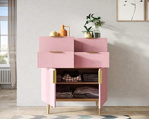 Большой комод с четырьмя ящиками и дверками "Line" LN17/GR1/pink на заказ в интернет-магазине