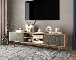 купить Комод "Line" с нишей низкий под TV R27/browngrey