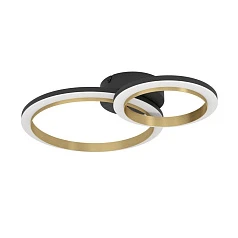 стильные 901223 Светодиодный потолочный светильник CALLIERA, 20W(LED), 420X300, димм., сталь, пластик, черный, латунь/пластик, белый, 4000K, 1500lm