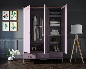 Шкаф Leontina Lavanda для одежды трехстворчатый с ящиками арт ST9327KR/3L на заказ
