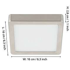 900593 Накладной светильник диммируемый FUEVA 5, 11W (LED), 3000K, L160, B160, H28, сталь, матовый никель / пластик, белый в интернет-магазине