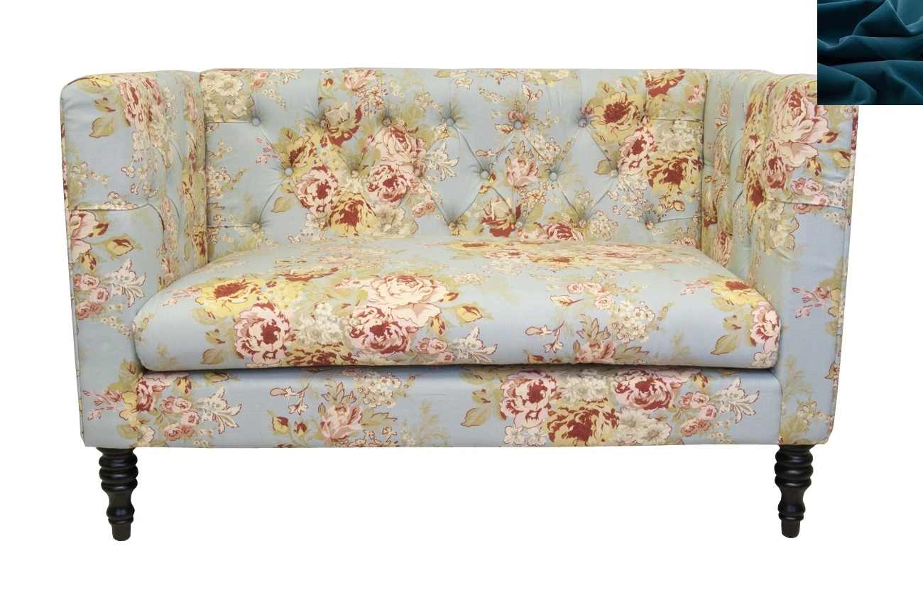 стильный Прямой двухместный диван Rose синий на заказ