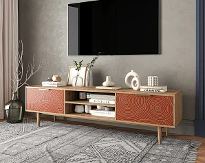 купить стильные Комод "Line" с нишей низкий под TV R27/red