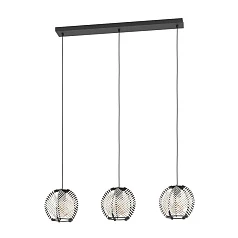 купить стильные 44007 Подвесной светильник WAVERTON, 3х40W (E27), L920, B220, H1100, сталь черный / текстиль, дерево, белый, черный в интернет-магазине