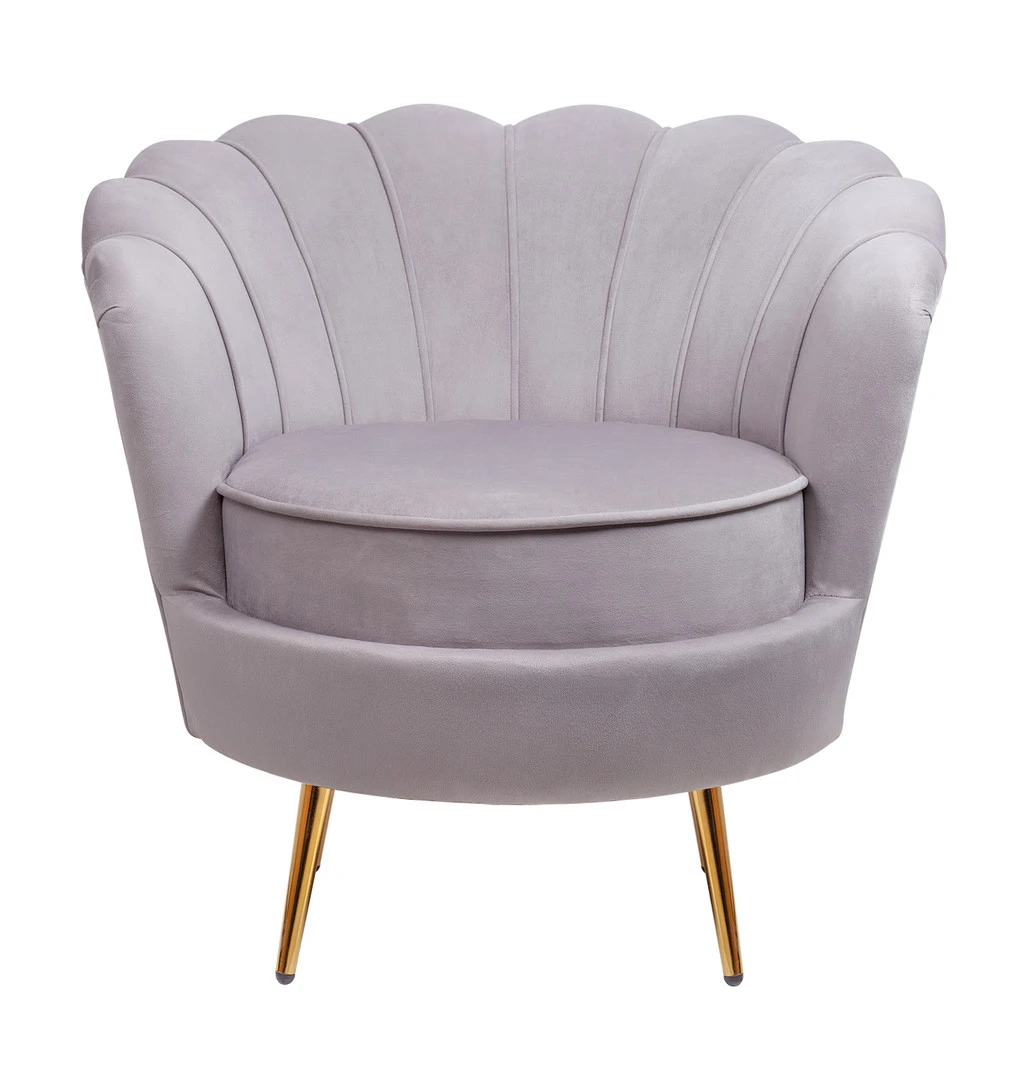 Низкое кресло ракушка Pearl Grey в интерьере
