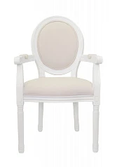 фото Мягкий стул с подлокотниками Volker Arm Beige and White в интерьере