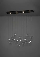 фото 390334 Люстра диммируемая ESPARDELLO, 8X5,4W (LED), 3000K, 4080lm, L1170, B200, H1500, сталь, черный/стекло, прозрачный