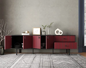 заказать Комод с четырьмя дверками и двумя ящиками "Emerson" арт EM04/red/L в интернет-магазине