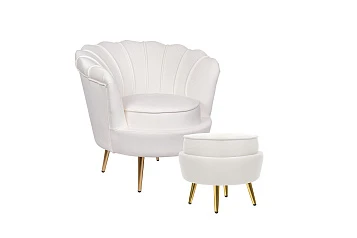 Кресло с пуфом ракушка Pearl Beige в интернет-магазине