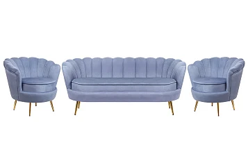 Комплект кресел и дивана ракушка Pearl Triple Blue на заказ
