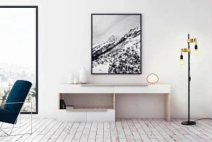 32919 Торшер с ножн. выкл. TOWNSHEND, 2х10W (E27), L205, B250, H1665, сталь, дерево, черный, коричне в интерьере