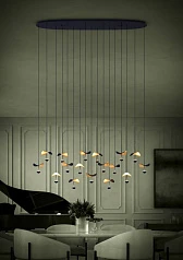 купить стильные 390343 Люстра диммируемая DRACERA, 17X2,3W (LED), 3000K, 4760lm, L1550, B330, H2200, сталь, черный/сталь, черный, золотой в интернет-магазине