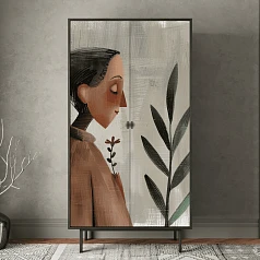 Шкаф двухдверный "Emerson Art Женщина с цветком" арт EM091/Art2 в интернет-магазине