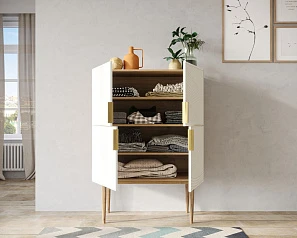 Малый комод с четырьмя дверками на высоких ножках "Line" LN13/GR1/beige в интернет-магазине