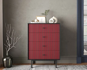 красивые Комод вертикальный с четырьмя ящиками "Emerson" арт EM18/red/L на заказ