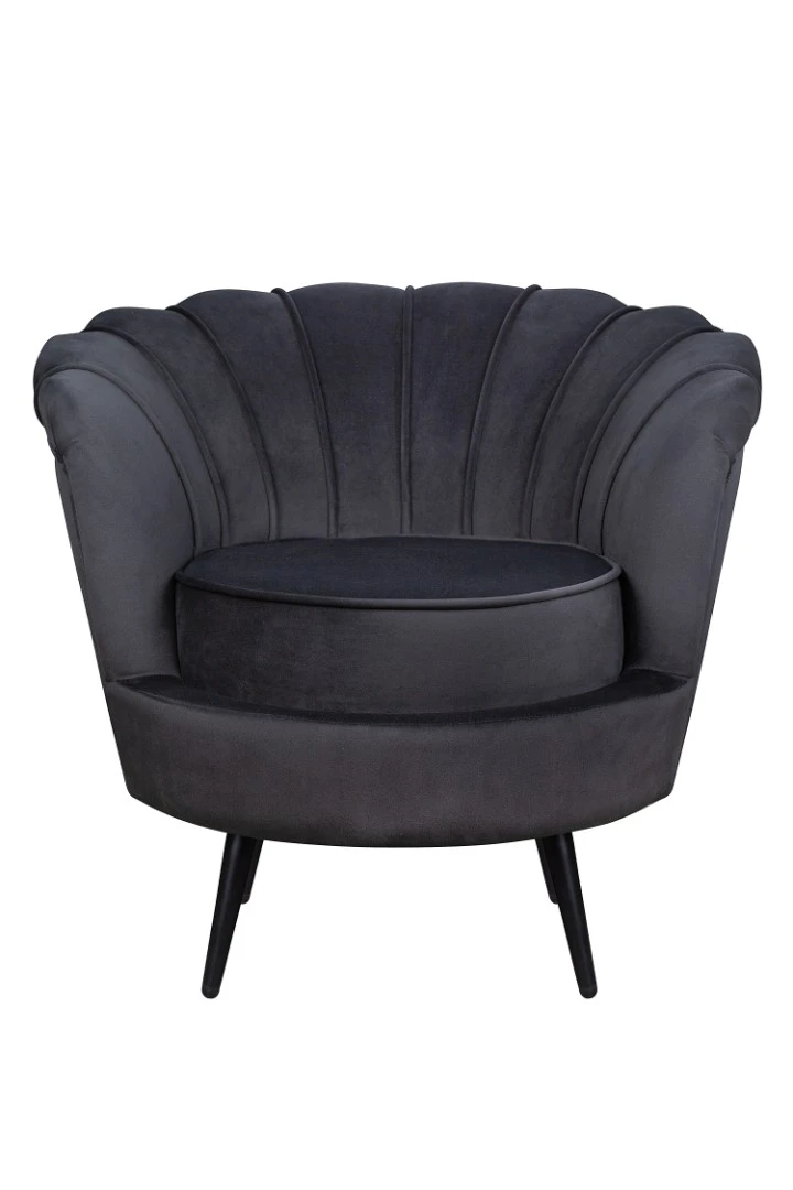 Низкое кресло ракушка Pearl черный на черных ножках в интернет-магазине