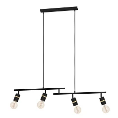 фото 900177 Подвесной потолочный светильник LURONE, 4x10W, E27, L1000, B50, H1100, сталь, черный, латунь в интерьере