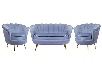 Комплект кресел и дивана ракушка Pearl Double Blue на заказ