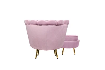 Кресло с пуфом ракушка Pearl Pink
