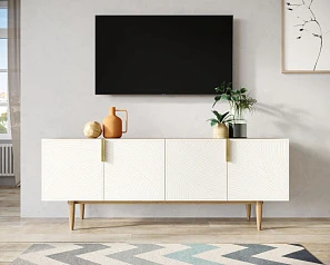фото Комод под TV с четыремя дверками "Line" LN06/GR1/beige в интерьере