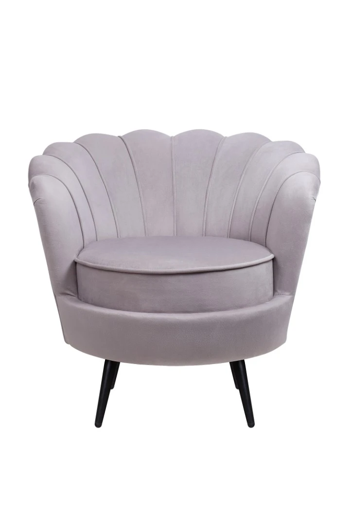 купить красивое Низкое кресло ракушка Pearl Grey на черных ножках